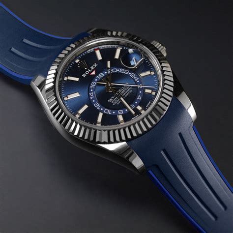 rolex sky dweller blue rubber strap